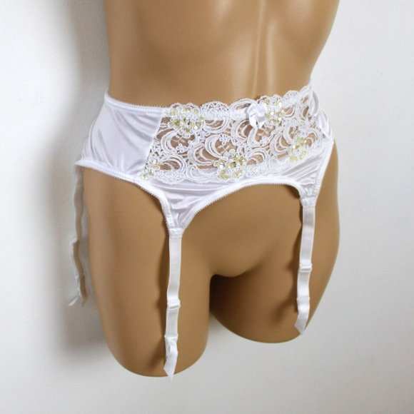 White Garter Belt by Cabernet Small White Lingerie White Lace Wedding A14 - Picture 6 of 8